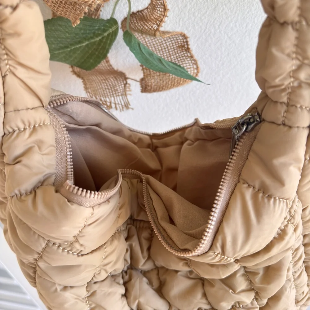 Boutique. Tan Quilted Hobo Bag